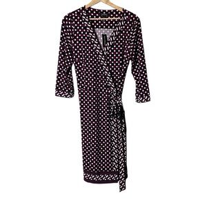 White House Black Market Burgundy Pattern Wrap Dress NWT